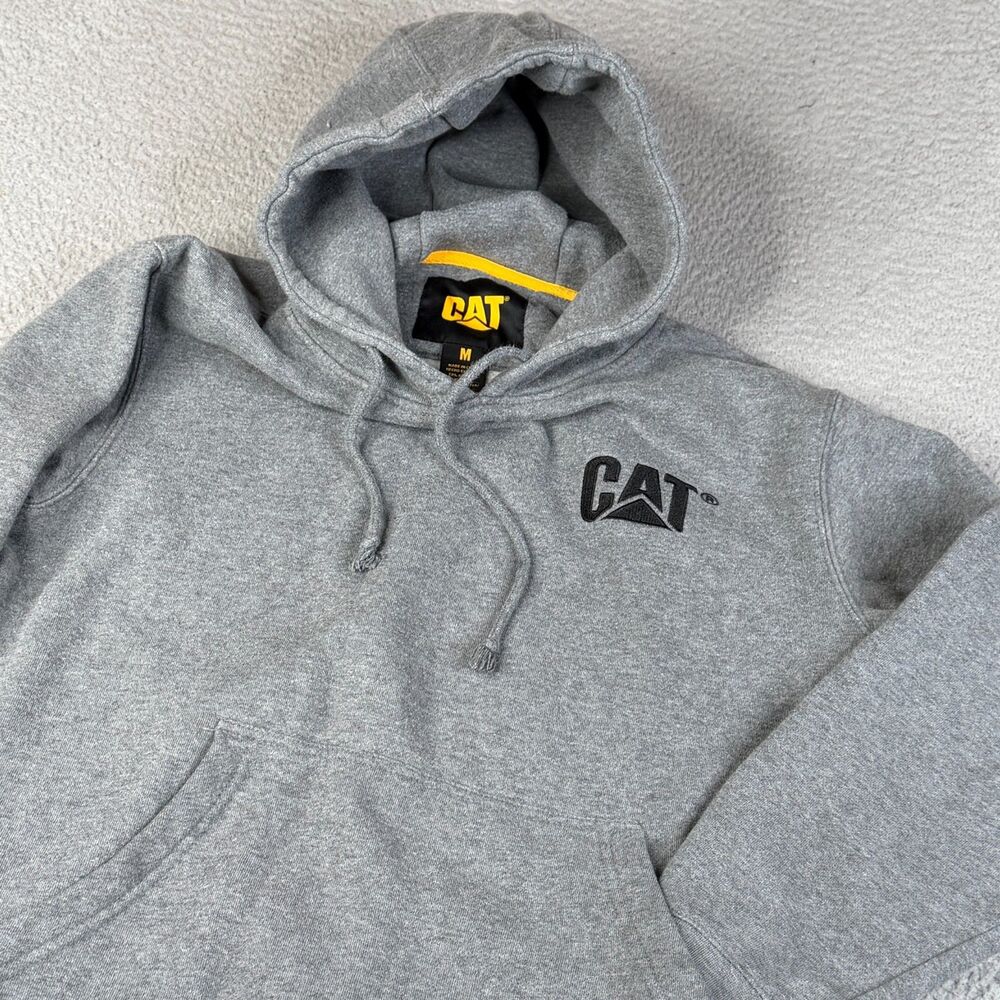 CAT Caterpillar‎ Hoodie M Gray Sweatshirt Embroidered Logo Work Wear Sweater